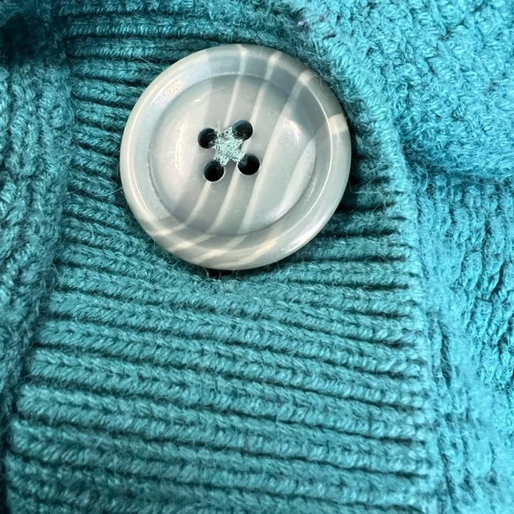 L.L.Bean Long Sleeve Mock Neck Cardigan With Angora Medium Turquoise Size L - Picture 4 of 7